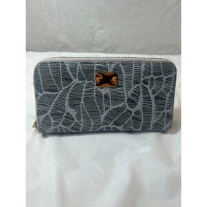 Bevini Wallet Light Blue Suede FabricLeather Made In ITALY